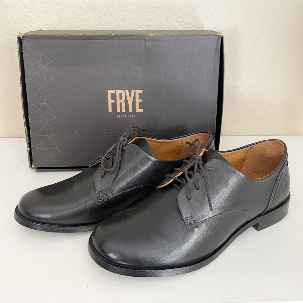 Frye Elyssa Oxford shoe in black leather women’s preppy loafer 7.5